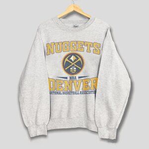 Vintage 90s Denver Nuggets Basketball Crewneck Sweatshirt, Denver Nuggets Shirt
